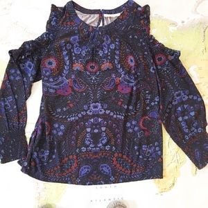NEW! LOFT floral paisley cold shoulder blouse